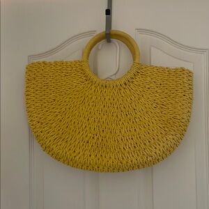 Yellow Woven Handbag